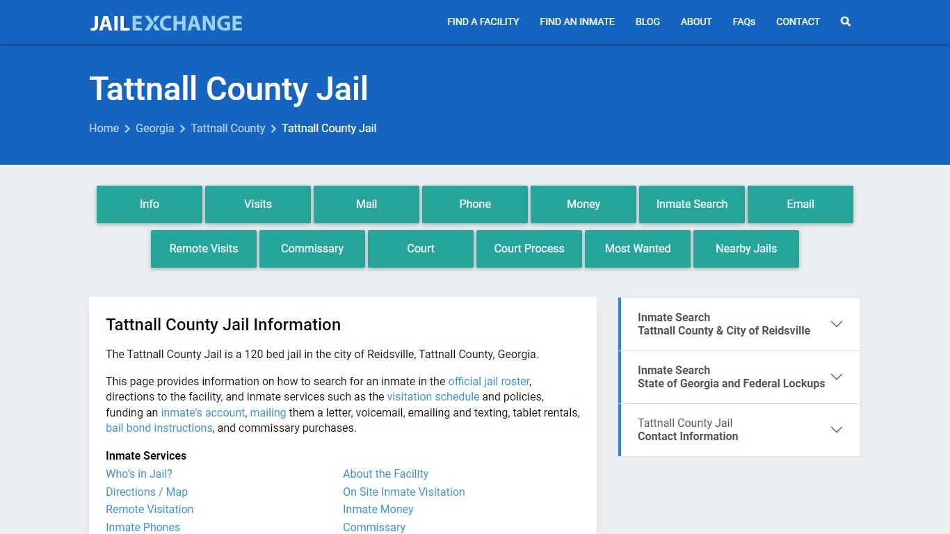 Tattnall County Jail, GA Inmate Search, Information