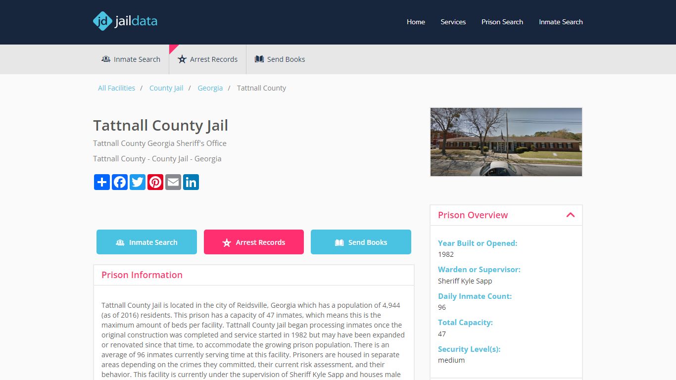 Tattnall County Jail Inmate Search and Prisoner Info - Reidsville, GA